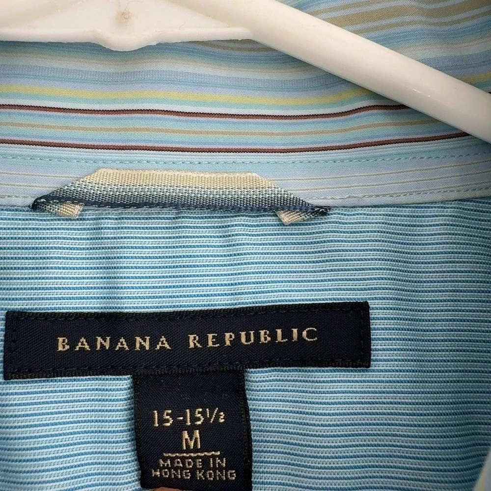 Banana Republic Button Up Mens M‎ Blue Striped Long Sleeve Casual Office Style